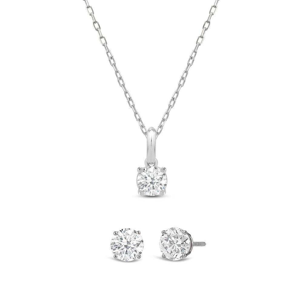 The Classic Set with 14KT White Gold / Lab / 1 Cut Diamond in 14KT White Gold / Lab / 1 view 1
