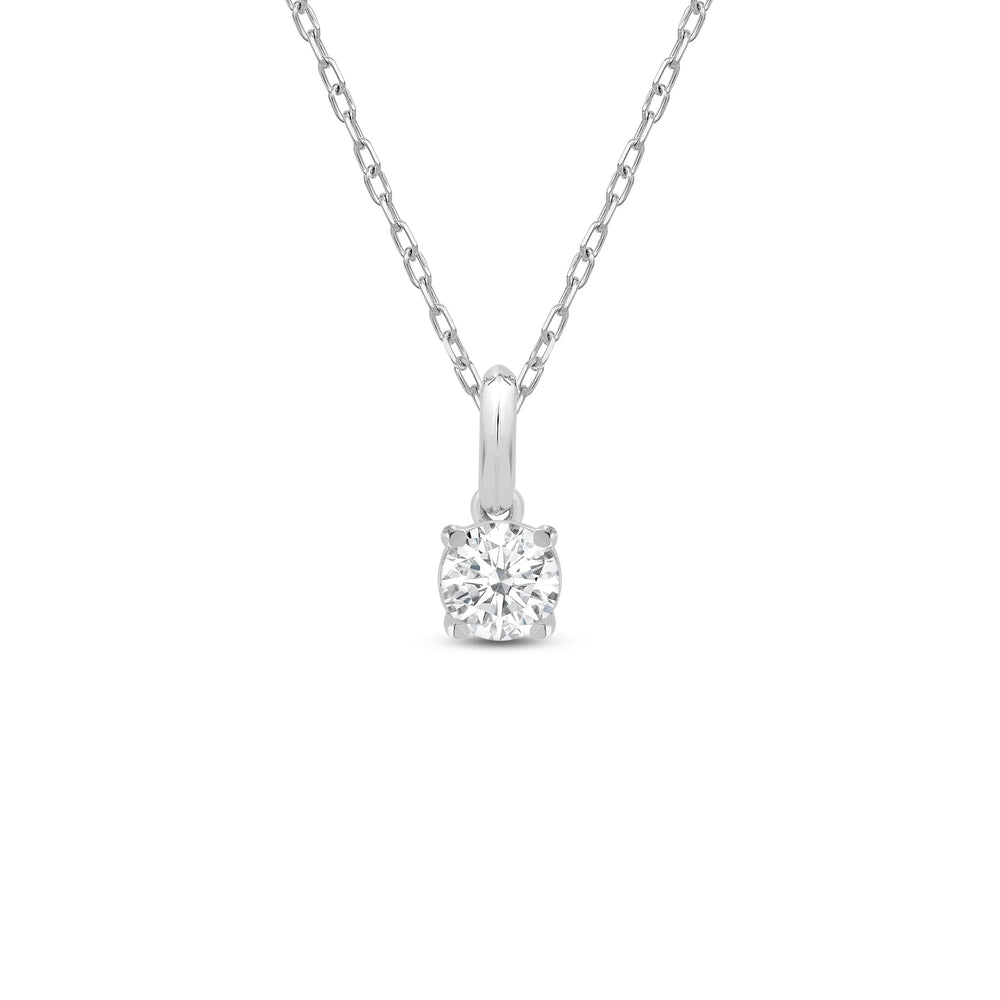 Knife-Edge Bale Round Lab Created Diamond Solitaire Pendant with 14KT White Gold / Lab / 1/2 Cut Diamond in 14KT White Gold / Lab / 1/2 view 1
