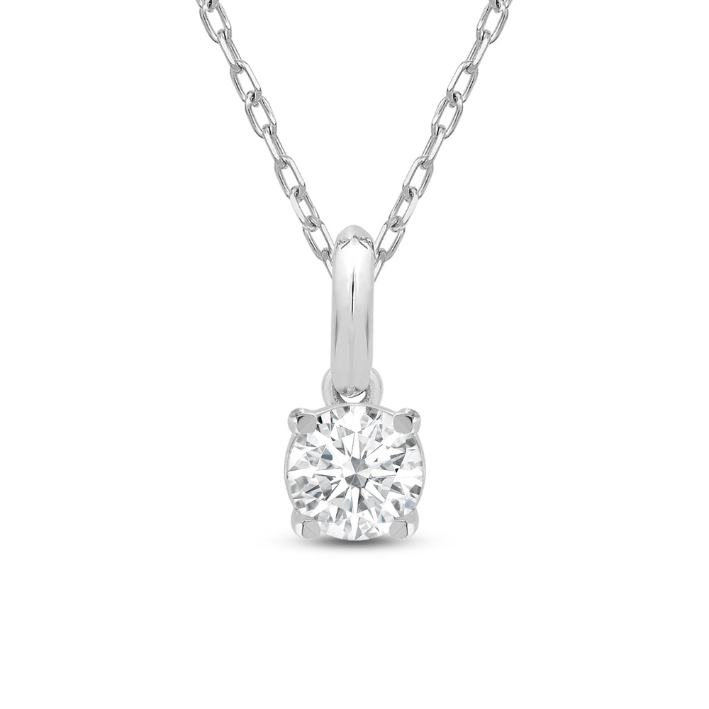 Knife-Edge Bale Round Lab Created Diamond Solitaire Pendant with 14KT White Gold / Lab / 1/2 Cut Diamond in 14KT White Gold / Lab / 1/2 view 4
