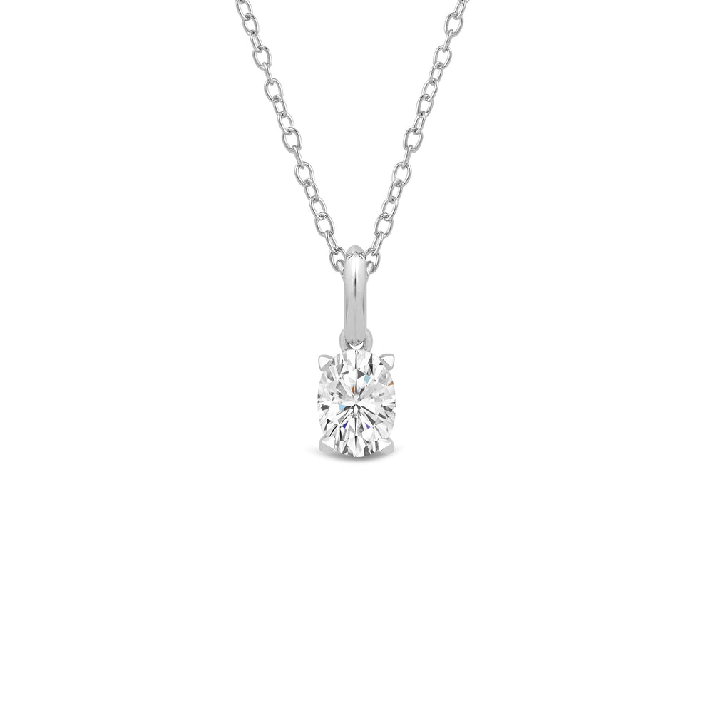 Knife-Edge Bale Oval Lab Created Diamond Solitaire Pendant with 14KT White Gold / Lab / 1/2 Cut Diamond in 14KT White Gold / Lab / 1/2 view 1
