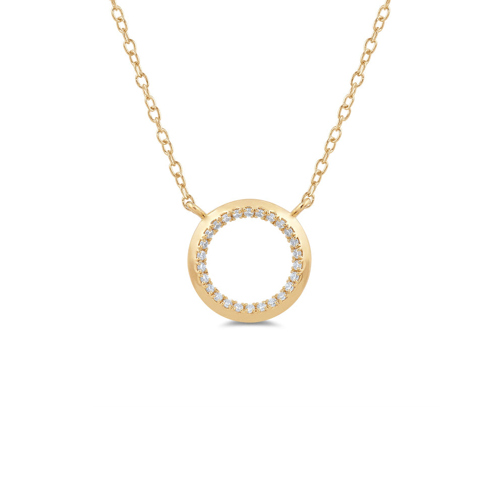 Petite Circle Geometry Necklace with 14KT Yellow Gold / Lab / 1/8 Cut Diamond in 14KT Yellow Gold / Lab / 1/8 view 1

