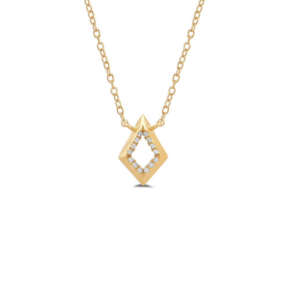 Petite Diamond Shape Geometry Necklace with 14KT Yellow Gold / Lab / 1/10 Cut Diamond in 14KT Yellow Gold / Lab / 1/10 view 1
