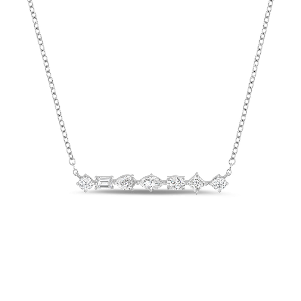 Mixed Fancy Shapes Lab Created Diamond Bar Necklace with 14KT White Gold / Lab / 1 Cut Diamond in 14KT White Gold / Lab / 1 view 1
