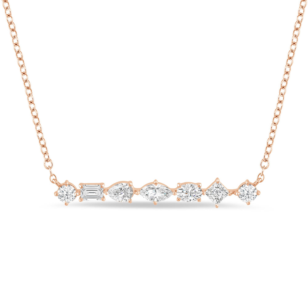 Mixed Fancy Shapes Lab Created Diamond Bar Necklace with 14KT Rose Gold / Lab / 1 Cut Diamond in 14KT Rose Gold / Lab / 1 view 2
