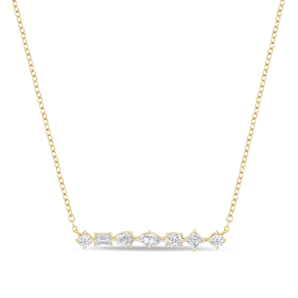 Mixed Fancy Shapes Lab Created Diamond Bar Necklace with 14KT Yellow Gold / Lab / 1 Cut Diamond in 14KT Yellow Gold / Lab / 1 view 1
