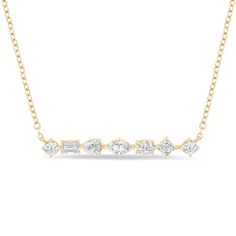 Mixed Fancy Shapes Lab Created Diamond Bar Necklace with 14KT Yellow Gold / Lab / 1 Cut Diamond in 14KT Yellow Gold / Lab / 1 view 2
