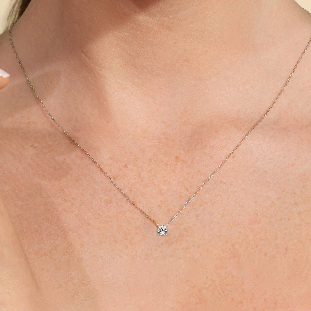 4 Prong Basket Round Lab Created Diamond Solitaire Necklace with 14KT White Gold / Lab / 1/2 Cut Diamond in 14KT White Gold / Lab / 1/2 view 2
