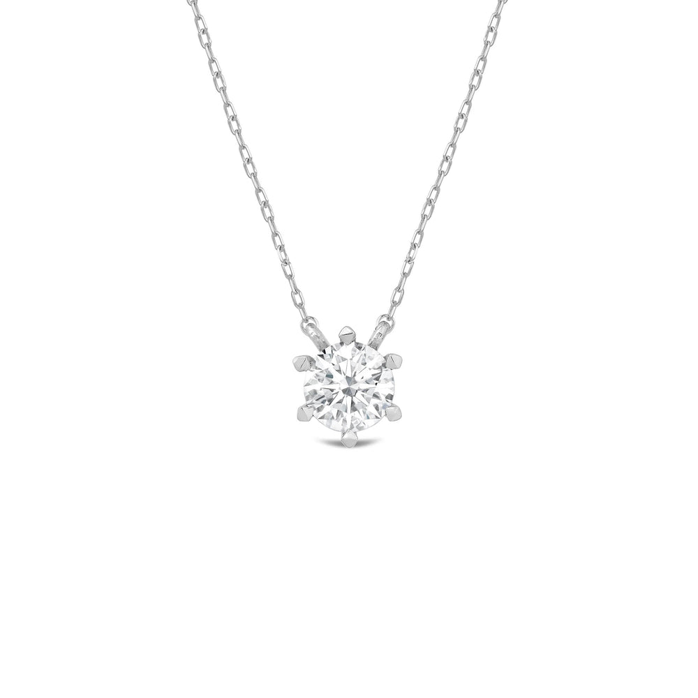 6 Prong Basket Round Lab Created Diamond Solitaire Necklace with 14KT White Gold / Lab / 1/2 Cut Diamond in 14KT White Gold / Lab / 1/2 view 1

