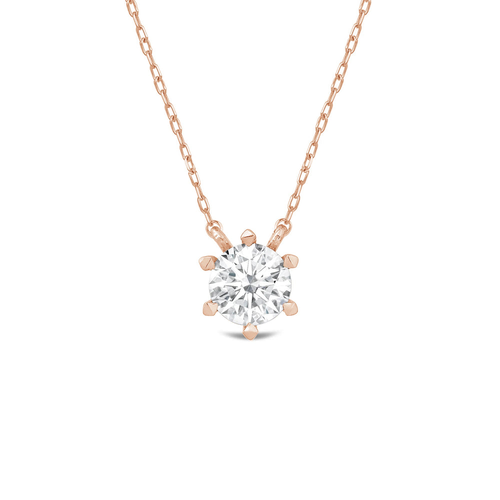 6 Prong Basket Round Lab Created Diamond Solitaire Necklace with 14KT Rose Gold / Lab / 1/2 Cut Diamond in 14KT Rose Gold / Lab / 1/2 view 4
