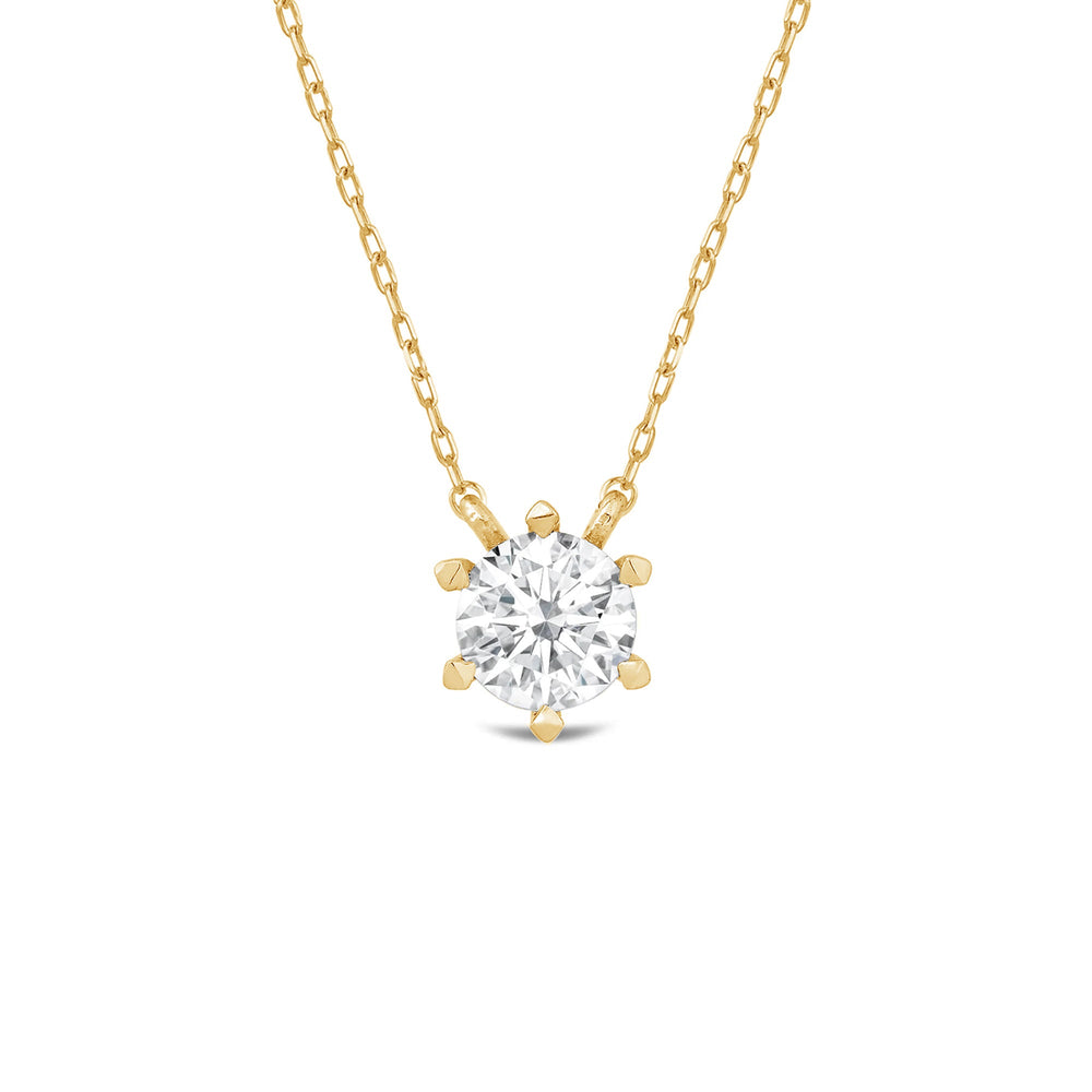 6 Prong Basket Round Lab Created Diamond Solitaire Necklace with 14KT Yellow Gold / Lab / 1/2 Cut Diamond in 14KT Yellow Gold / Lab / 1/2 view 4
