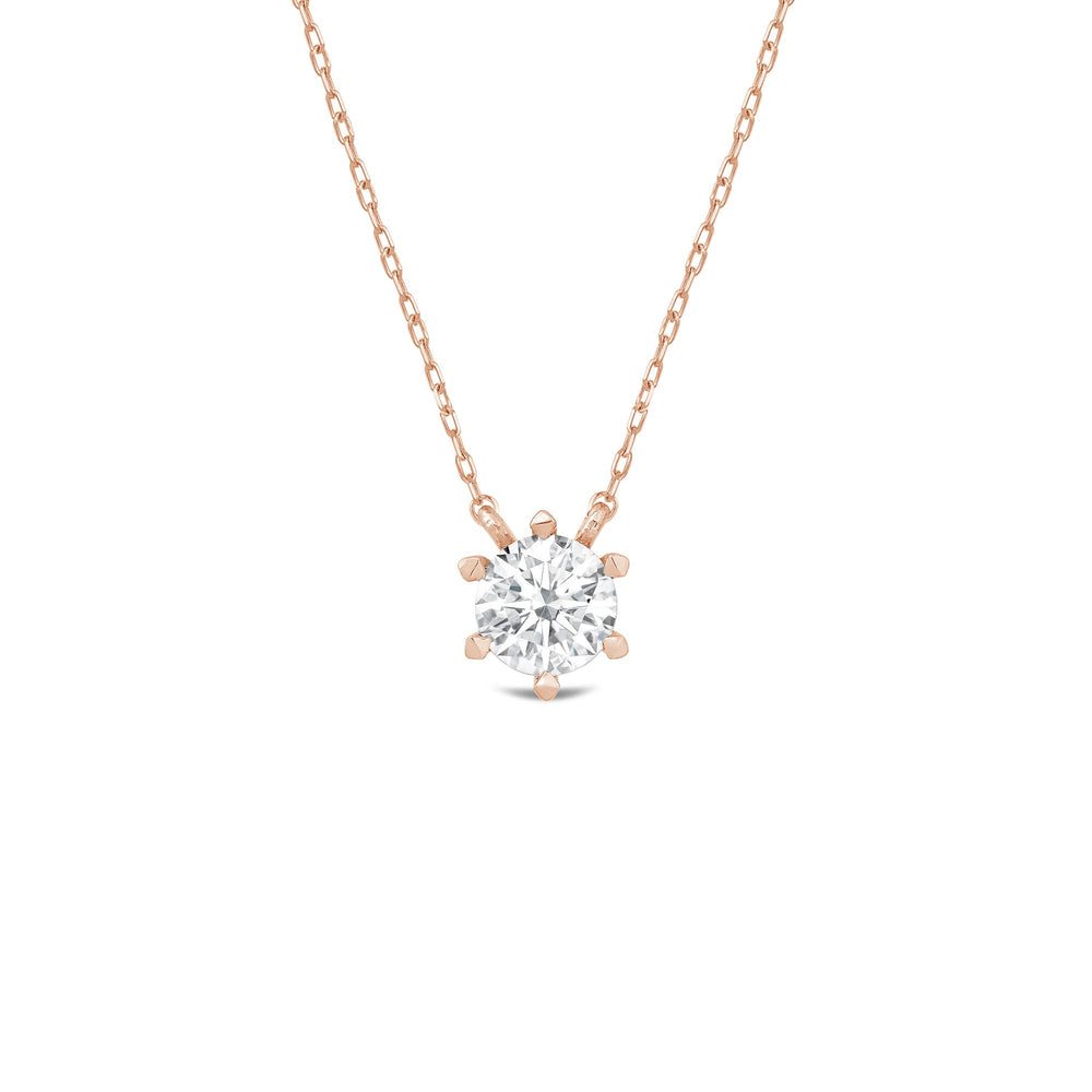 6 Prong Basket Round Lab Created Diamond Solitaire Necklace with 14KT Rose Gold / Lab / 1/2 Cut Diamond in 14KT Rose Gold / Lab / 1/2 view 1
