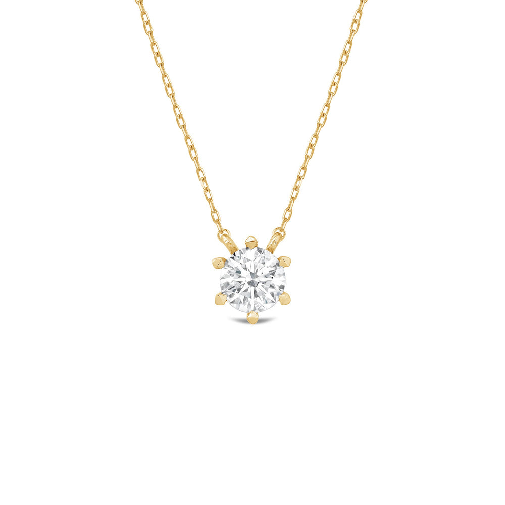 6 Prong Basket Round Lab Created Diamond Solitaire Necklace with 14KT Yellow Gold / Lab / 1/2 Cut Diamond in 14KT Yellow Gold / Lab / 1/2 view 1
