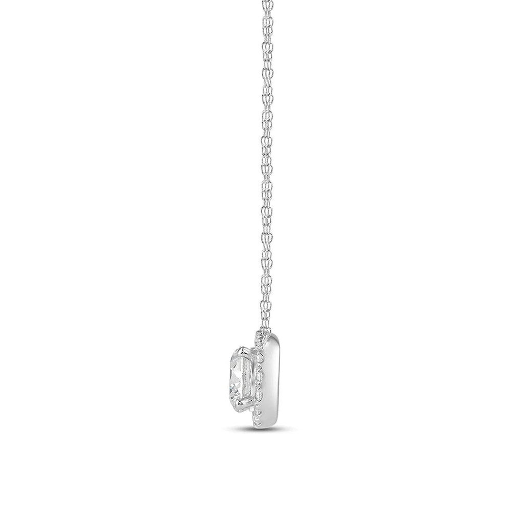 Halo Round Lab Created Diamond Necklace with 14KT White Gold / Lab / 3/4 Cut Diamond in 14KT White Gold / Lab / 3/4 view 5
