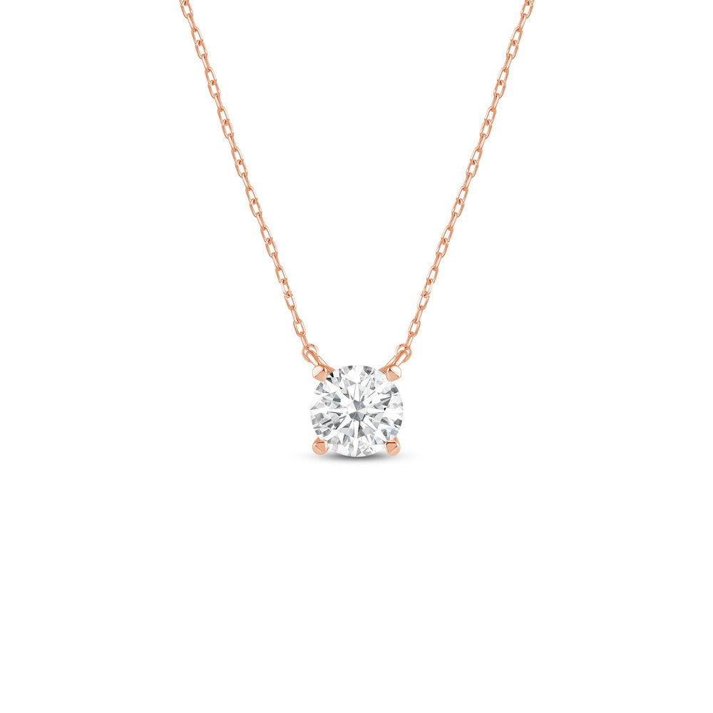 4 Prong Basket Round Lab Created Diamond Solitaire Necklace with 14KT Rose Gold / Lab / 1/2 Cut Diamond in 14KT Rose Gold / Lab / 1/2 view 1
