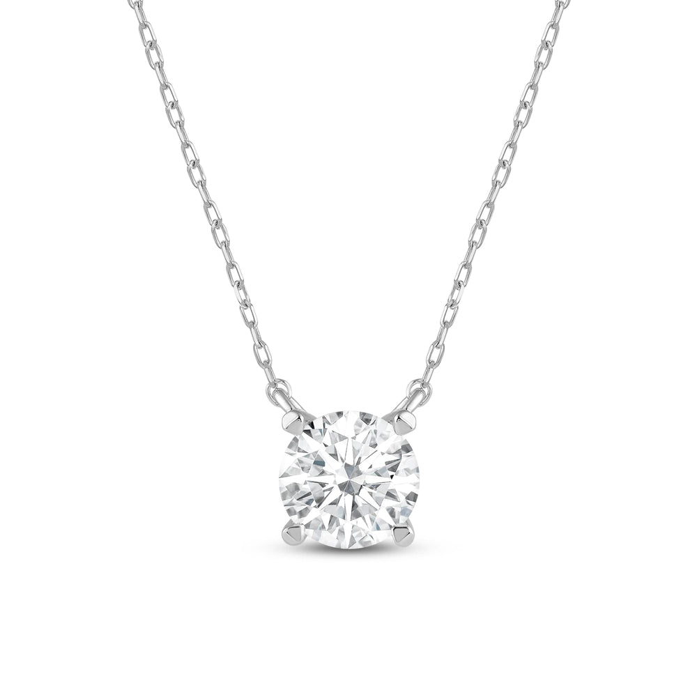4 Prong Basket Round Lab Created Diamond Solitaire Necklace with 14KT White Gold / Lab / 1/2 Cut Diamond in 14KT White Gold / Lab / 1/2 view 4
