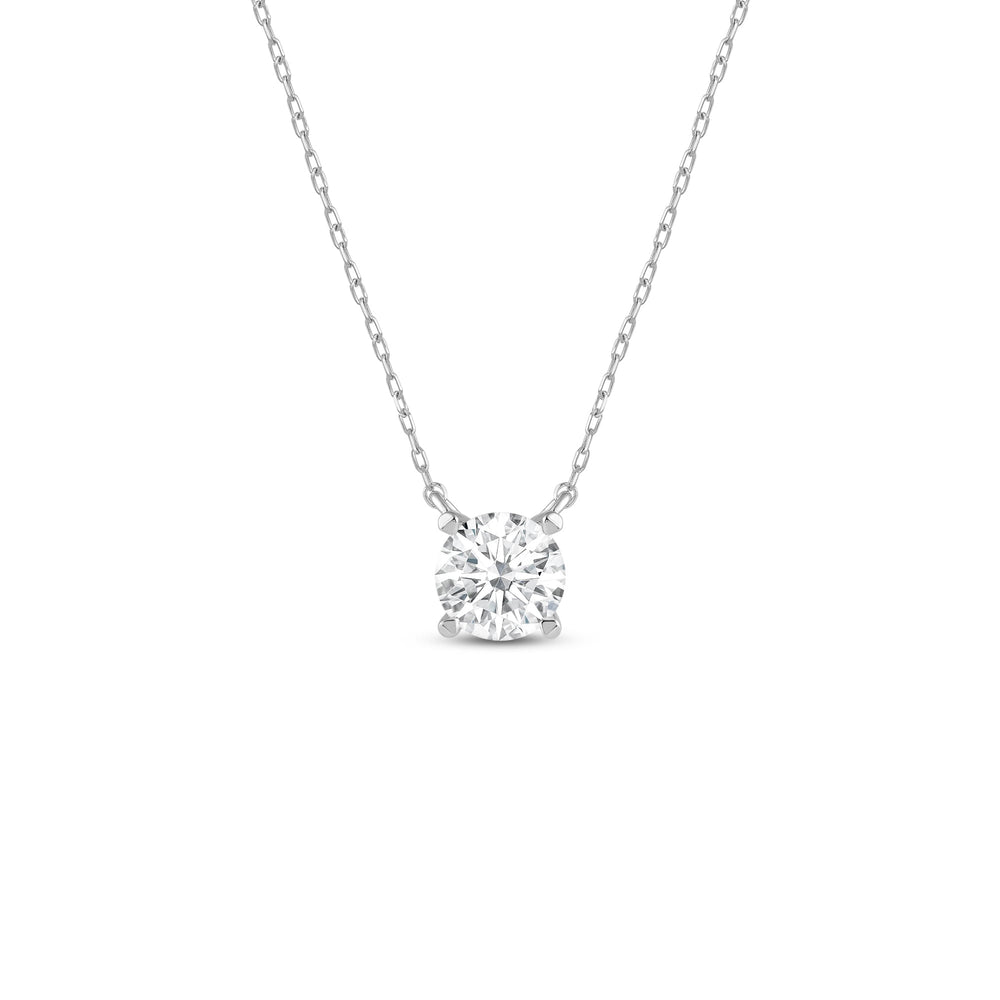 4 Prong Basket Round Lab Created Diamond Solitaire Necklace with 14KT White Gold / Lab / 1/2 Cut Diamond in 14KT White Gold / Lab / 1/2 view 1
