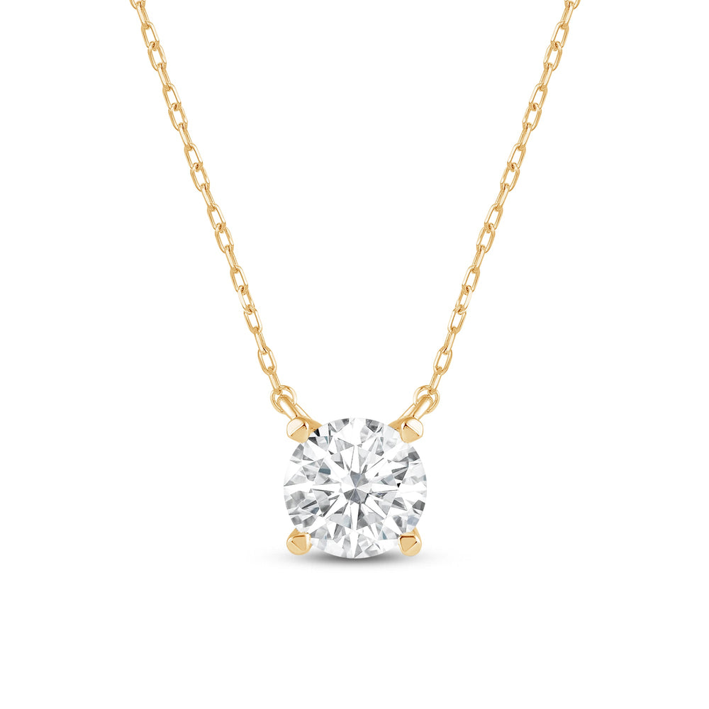 4 Prong Basket Round Lab Created Diamond Solitaire Necklace with 14KT Yellow Gold / Lab / 1/2 Cut Diamond in 14KT Yellow Gold / Lab / 1/2 view 4
