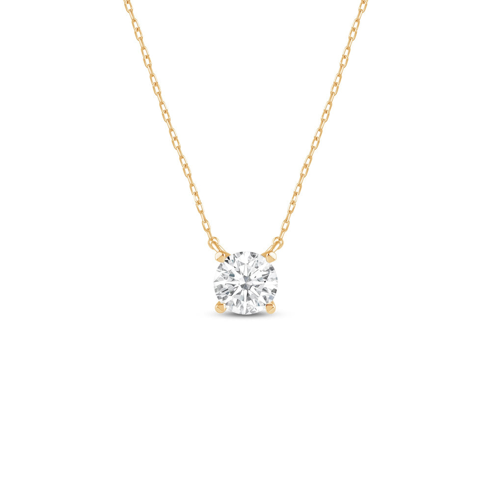 4 Prong Basket Round Lab Created Diamond Solitaire Necklace with 14KT Yellow Gold / Lab / 1/2 Cut Diamond in 14KT Yellow Gold / Lab / 1/2 view 1
