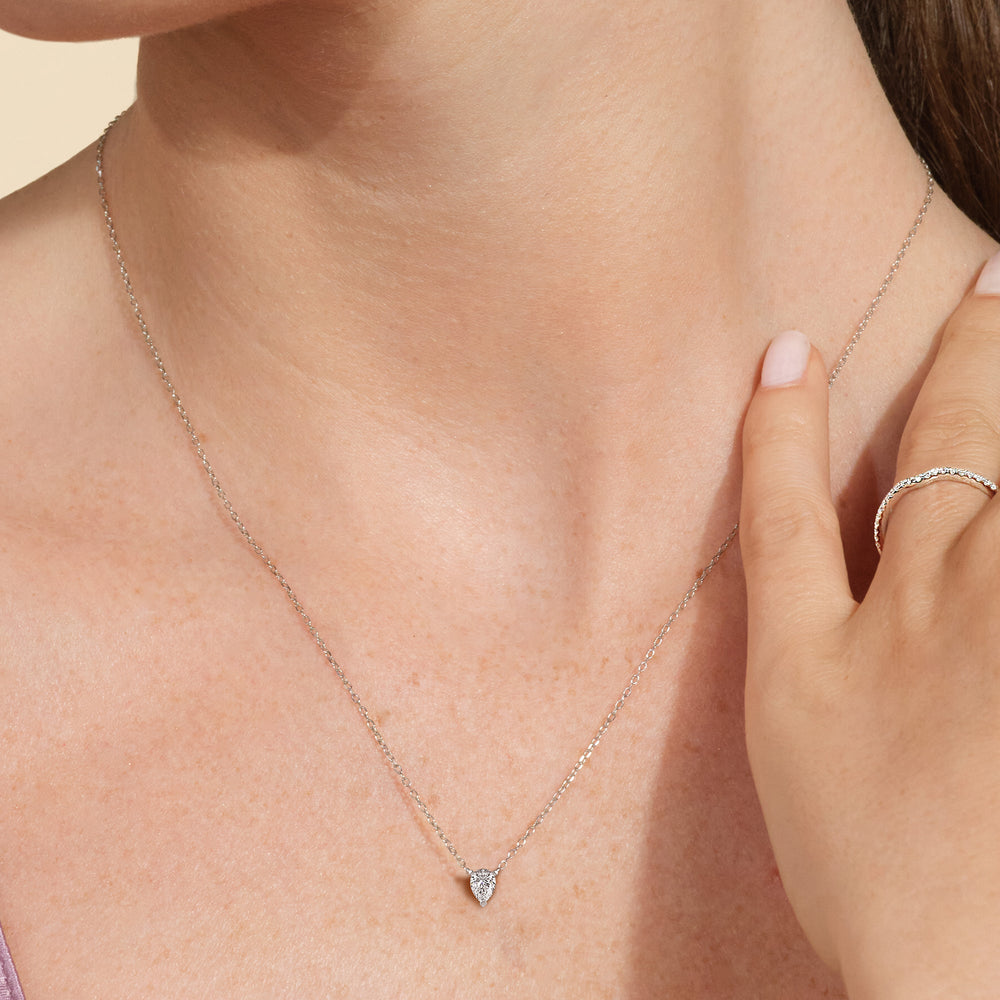 3 Prong Point Down Lab Created Diamond Pear Drop Solitaire Necklace with 14KT White Gold / Lab / 1/2 Cut Diamond in 14KT White Gold / Lab / 1/2 view 2
