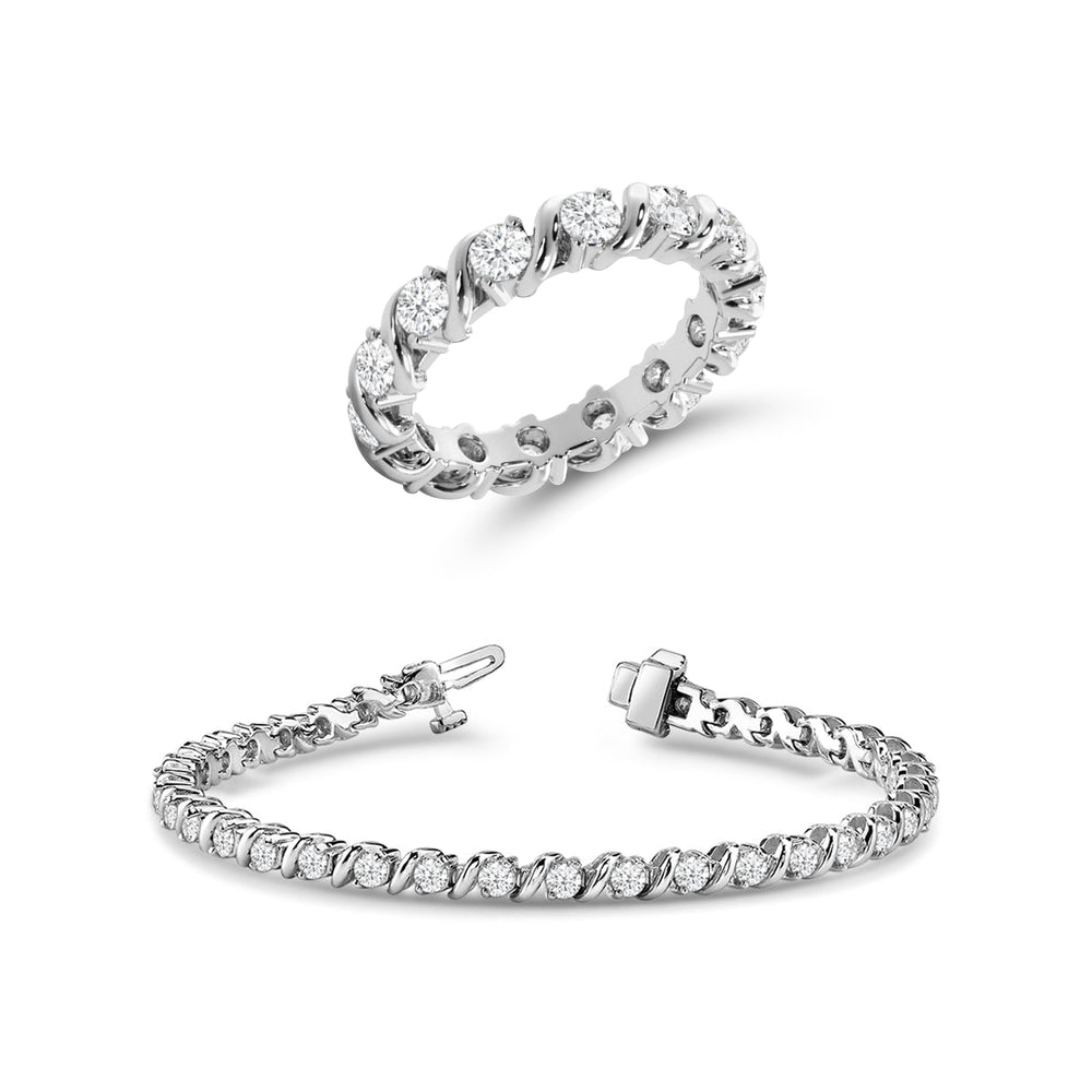 The Spiral Set with 14KT White Gold / Lab Diamond / 1 3/4 Cut Diamond in 14KT White Gold / Lab Diamond / 1 3/4 view 1
