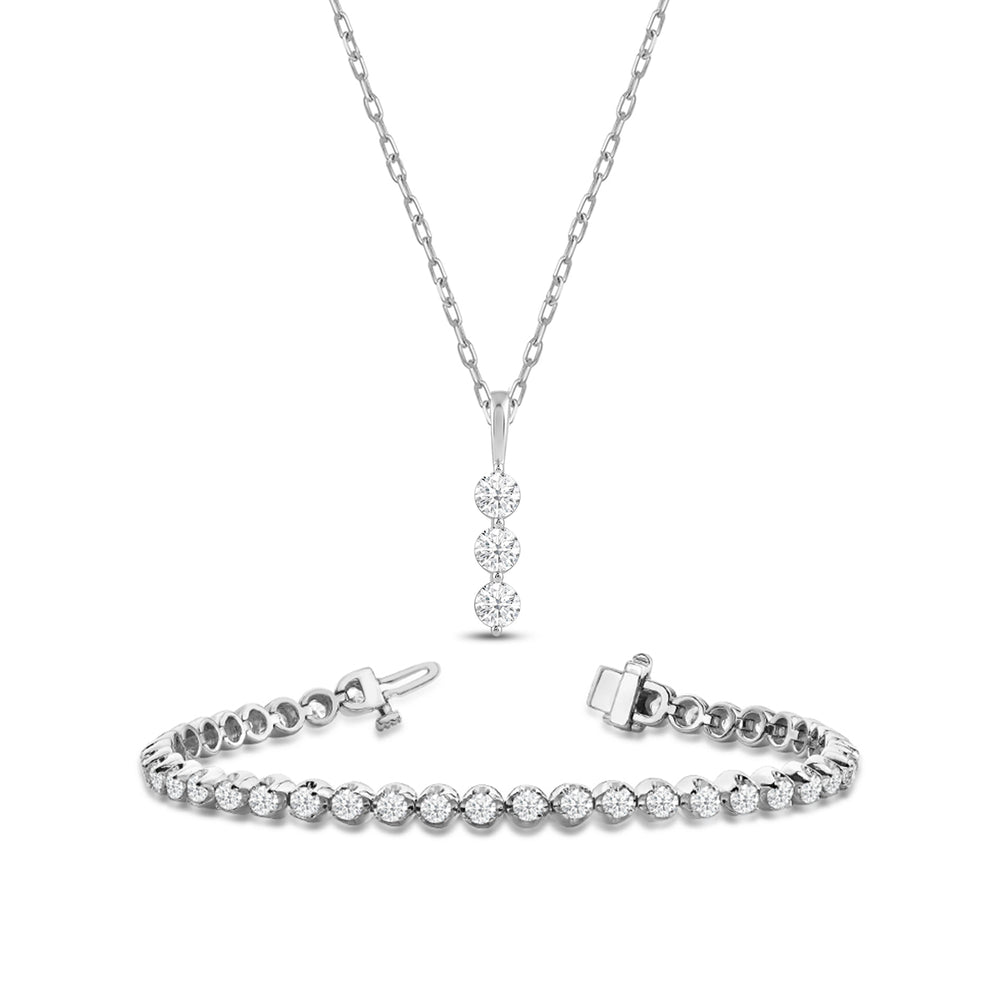 The Iconic Set with 14KT White Gold Cut Diamond in 14KT White Gold view 1
