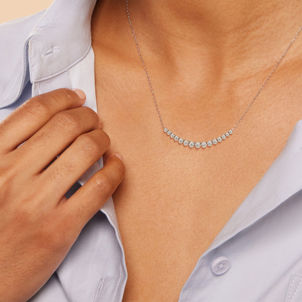 Three-Prong Diamond Line Chain Necklace with 14KT White Gold / Lab / 3 Cut Diamond in 14KT White Gold / Lab / 3 view 2

