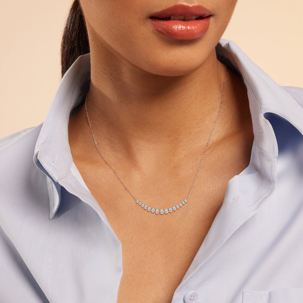 Three-Prong Diamond Line Chain Necklace with 14KT White Gold / Lab / 3 Cut Diamond in 14KT White Gold / Lab / 3 view 3
