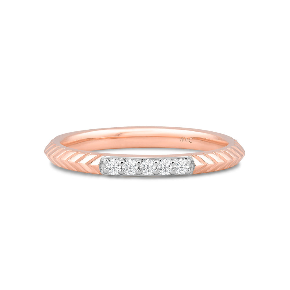 Slim Textured Diamond Ring with Jan Cut Diamond in 14KT Rose Gold / Lab / 10 view 1
