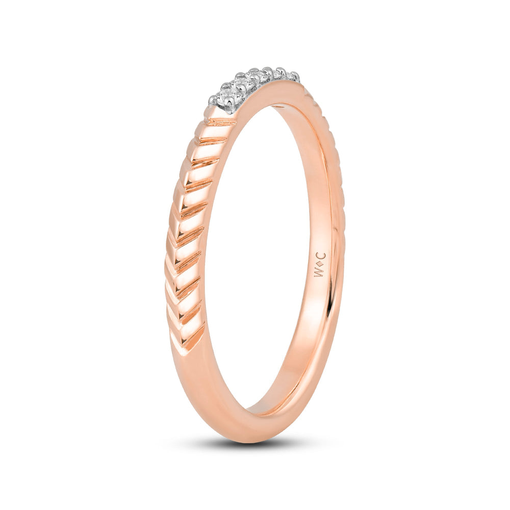 Slim Textured Diamond Ring with Jan Cut Diamond in 14KT Rose Gold / Lab / 10 view 4
