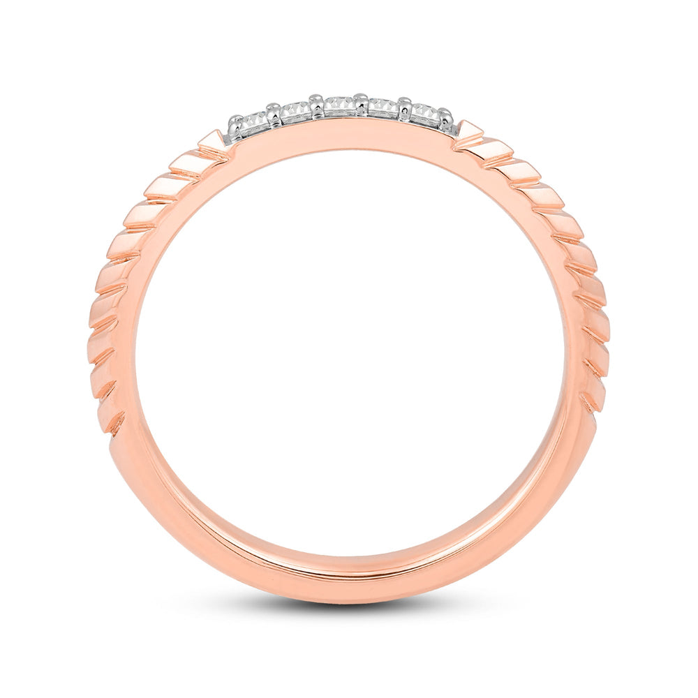 Slim Textured Diamond Ring with Jan Cut Diamond in 14KT Rose Gold / Lab / 10 view 2
