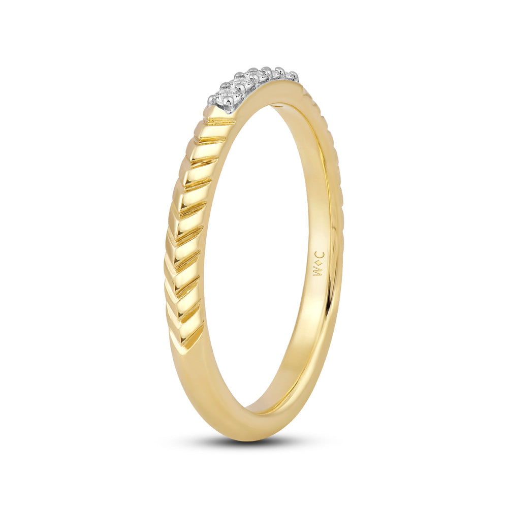 Slim Textured Diamond Ring with Jan Cut Diamond in 14KT Yellow Gold / Lab / 10 view 4

