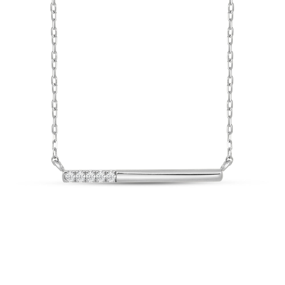 Diamond Bar Pendant with 14KT White Gold / Lab / 1/20 Cut Diamond in 14KT White Gold / Lab / 1/20 view 1
