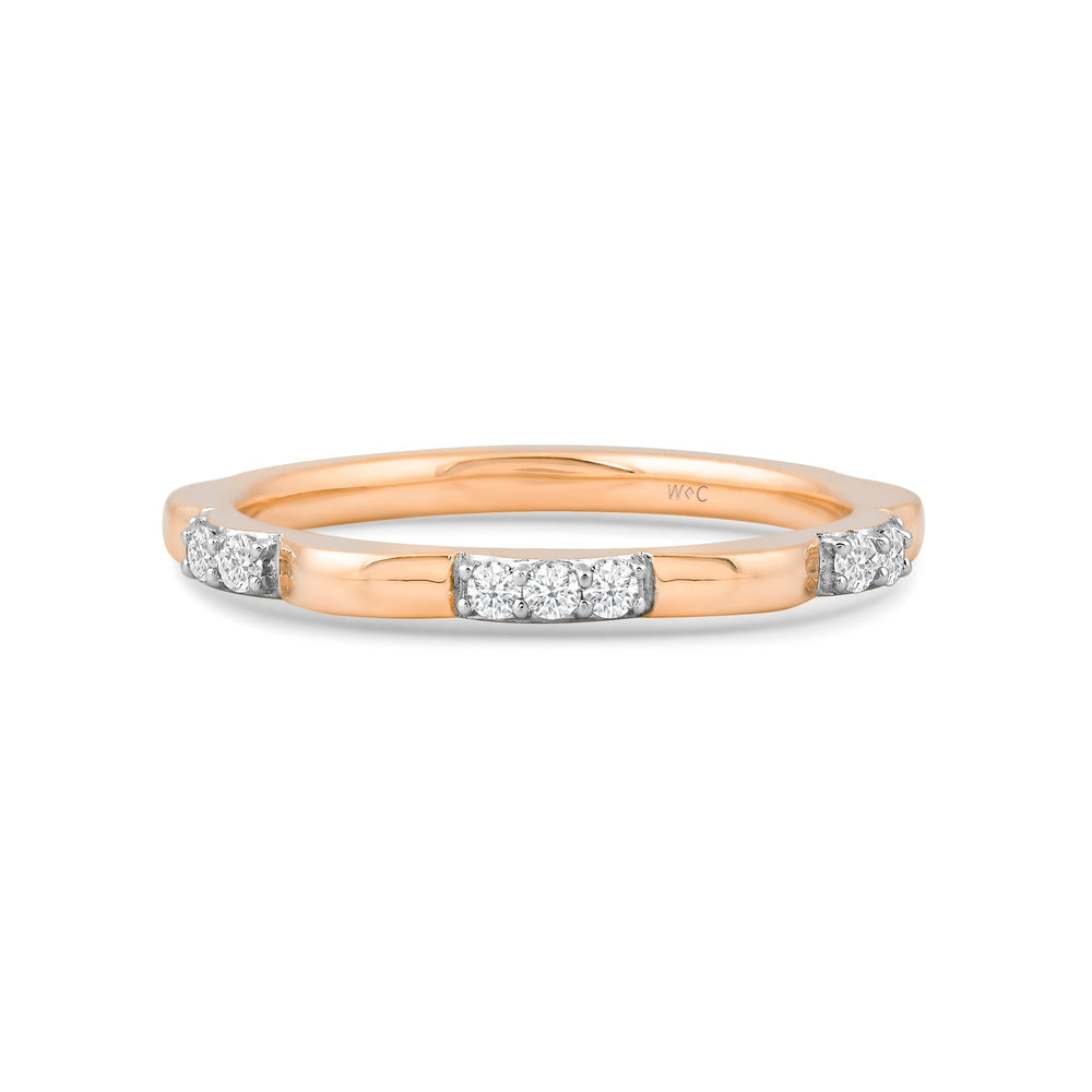 Studded Diamond Station Slim Band with Jan Cut Diamond in 14KT Rose Gold / Lab / 06 view 1
