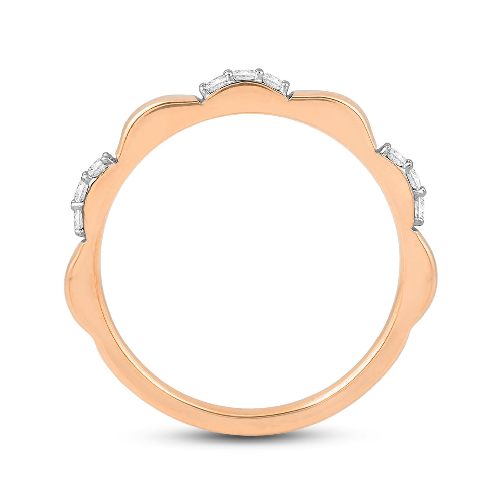 Studded Diamond Station Slim Band with Jan Cut Diamond in 14KT Rose Gold / Lab / 06 view 2
