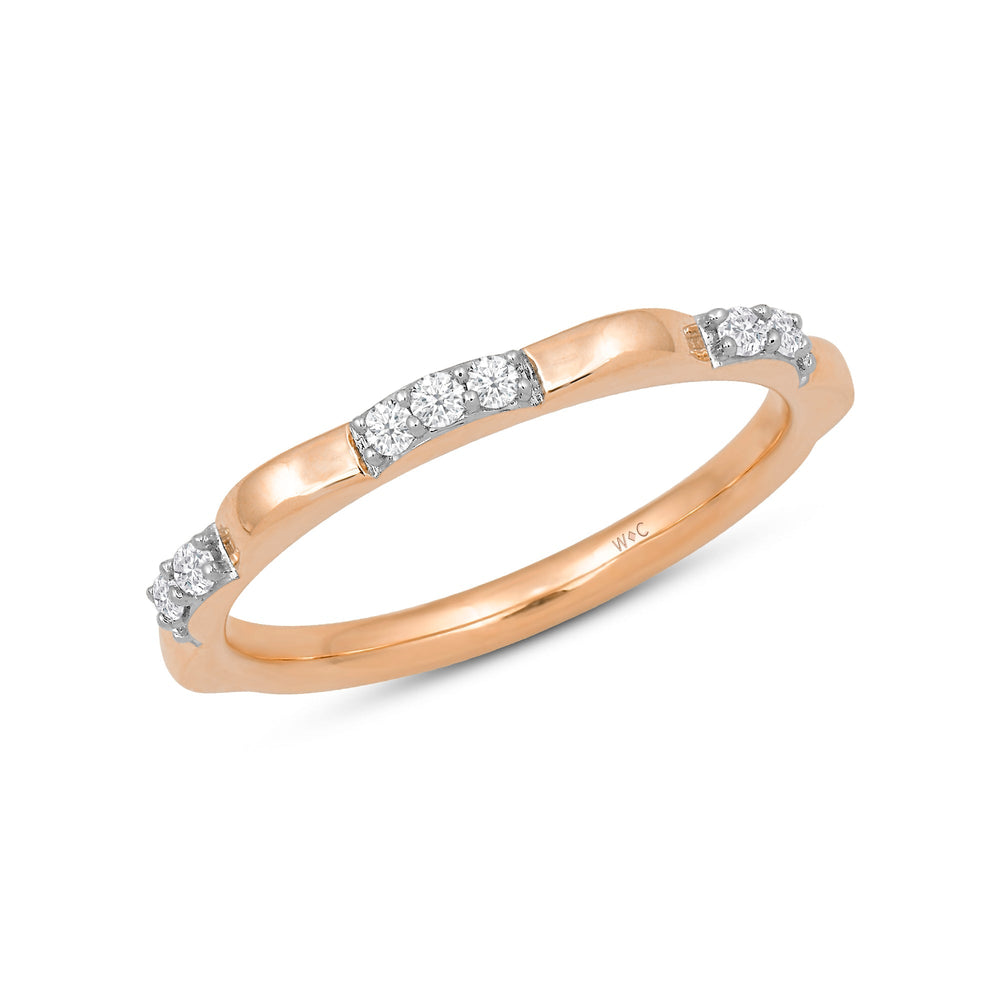 Studded Diamond Station Slim Band with Jan Cut Diamond in 14KT Rose Gold / Lab / 06 view 3

