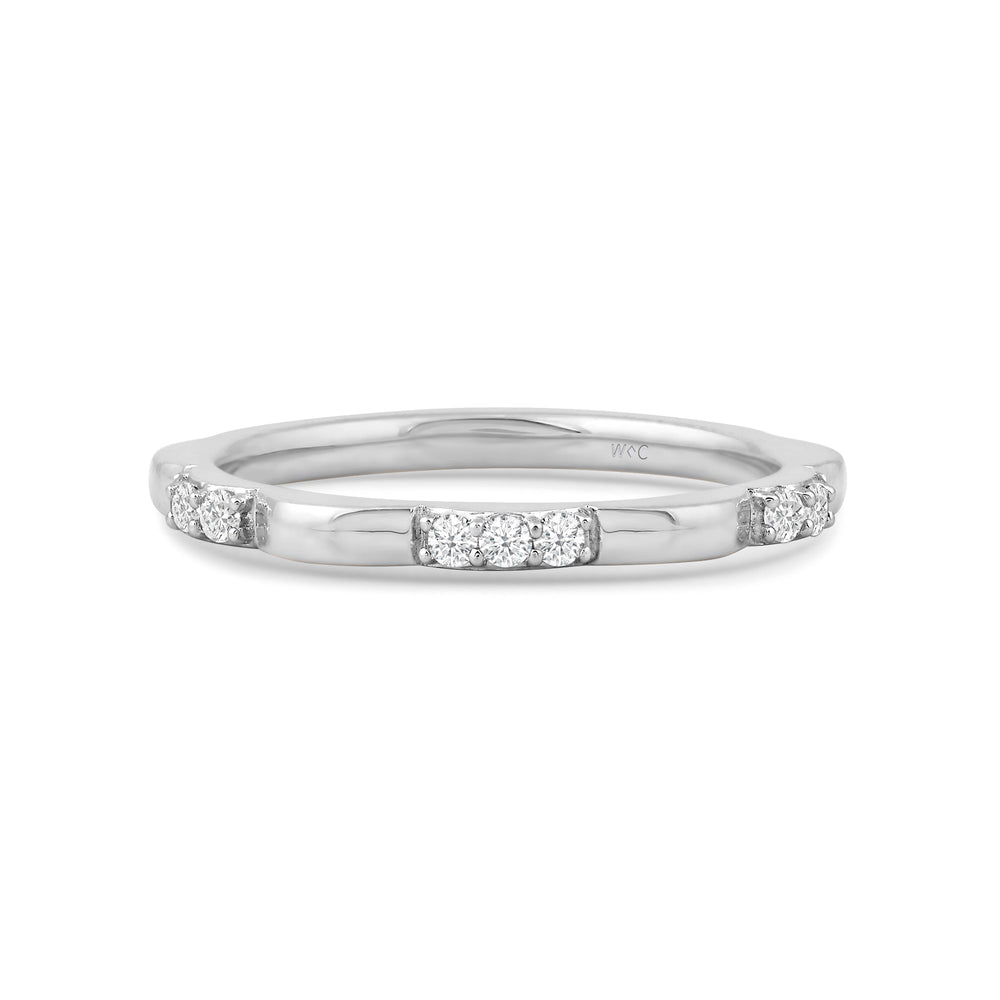 Studded Diamond Station Slim Band with Jan Cut Diamond in 14KT White Gold / Lab / 06 view 1
