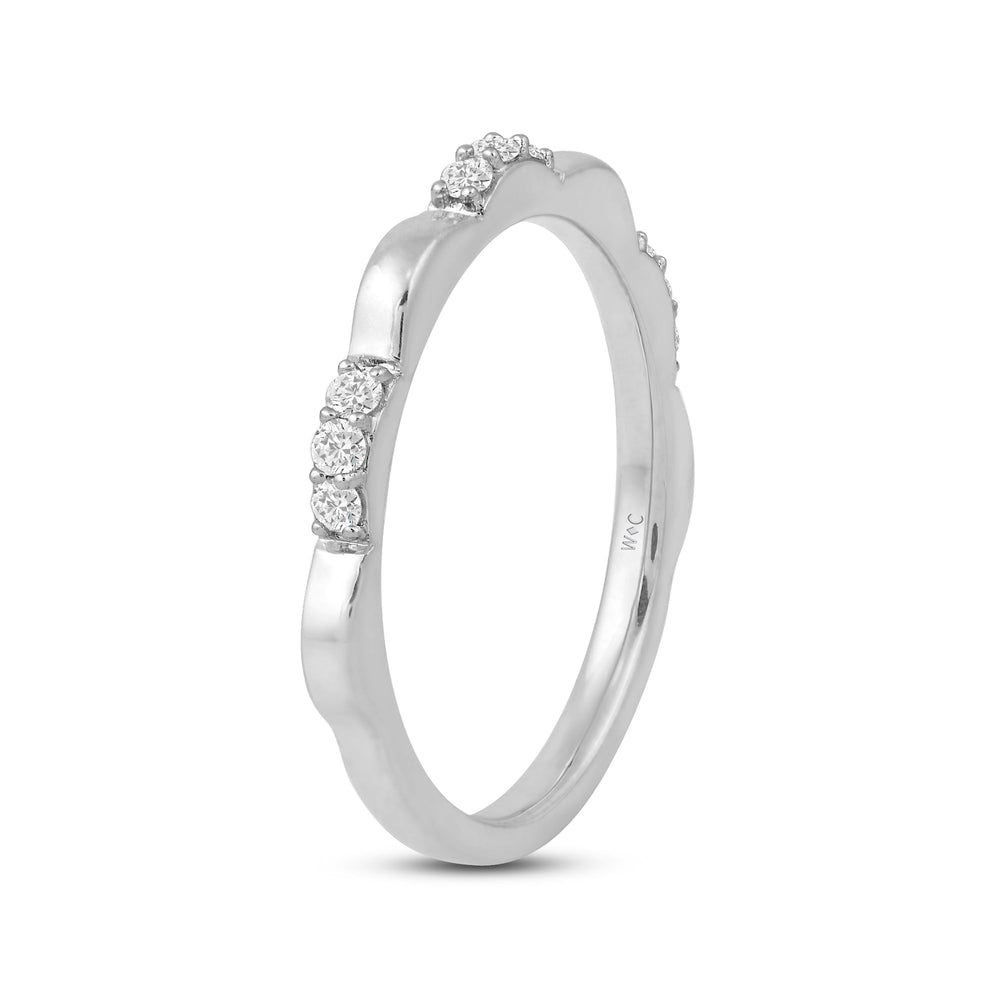 Studded Diamond Station Slim Band with Jan Cut Diamond in 14KT White Gold / Lab / 06 view 4
