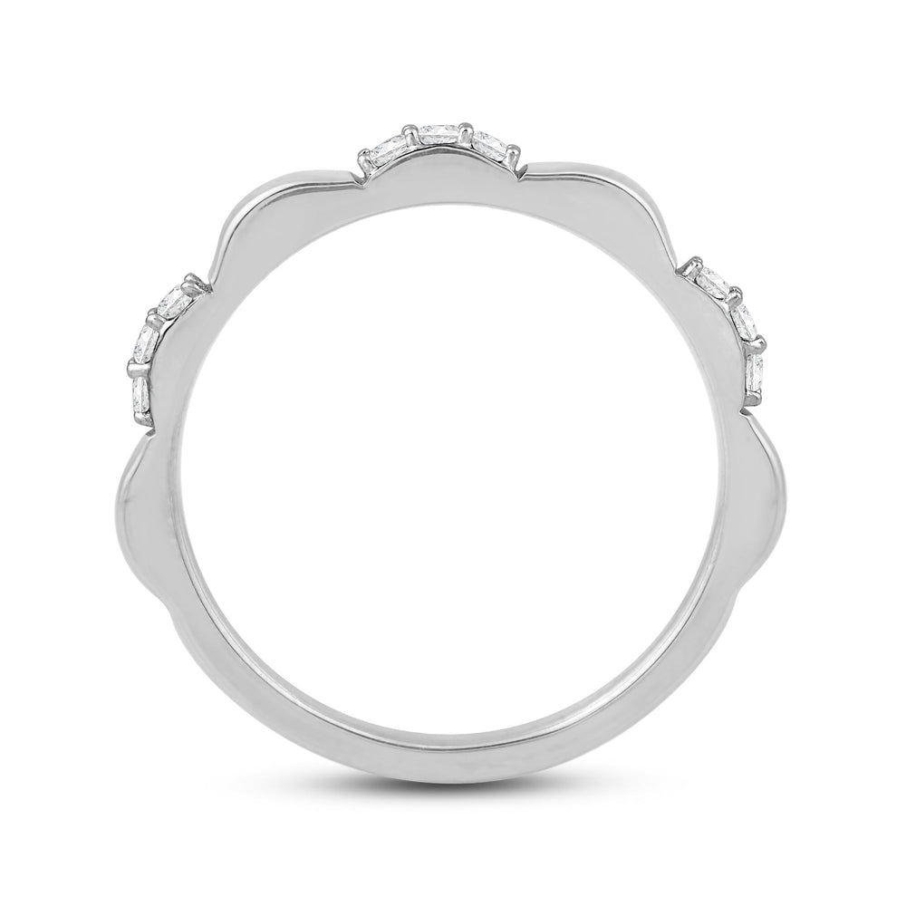 Studded Diamond Station Slim Band with Jan Cut Diamond in 14KT White Gold / Lab / 06 view 2
