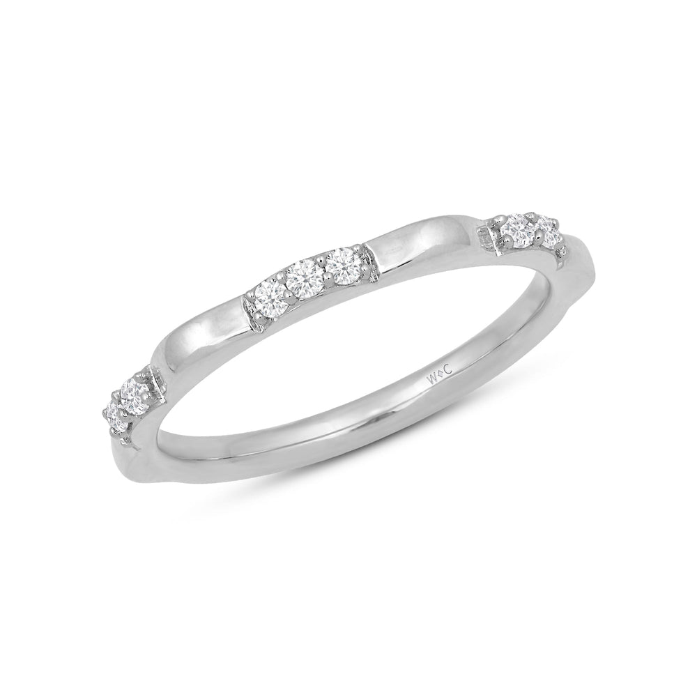 Studded Diamond Station Slim Band with Jan Cut Diamond in 14KT White Gold / Lab / 06 view 3
