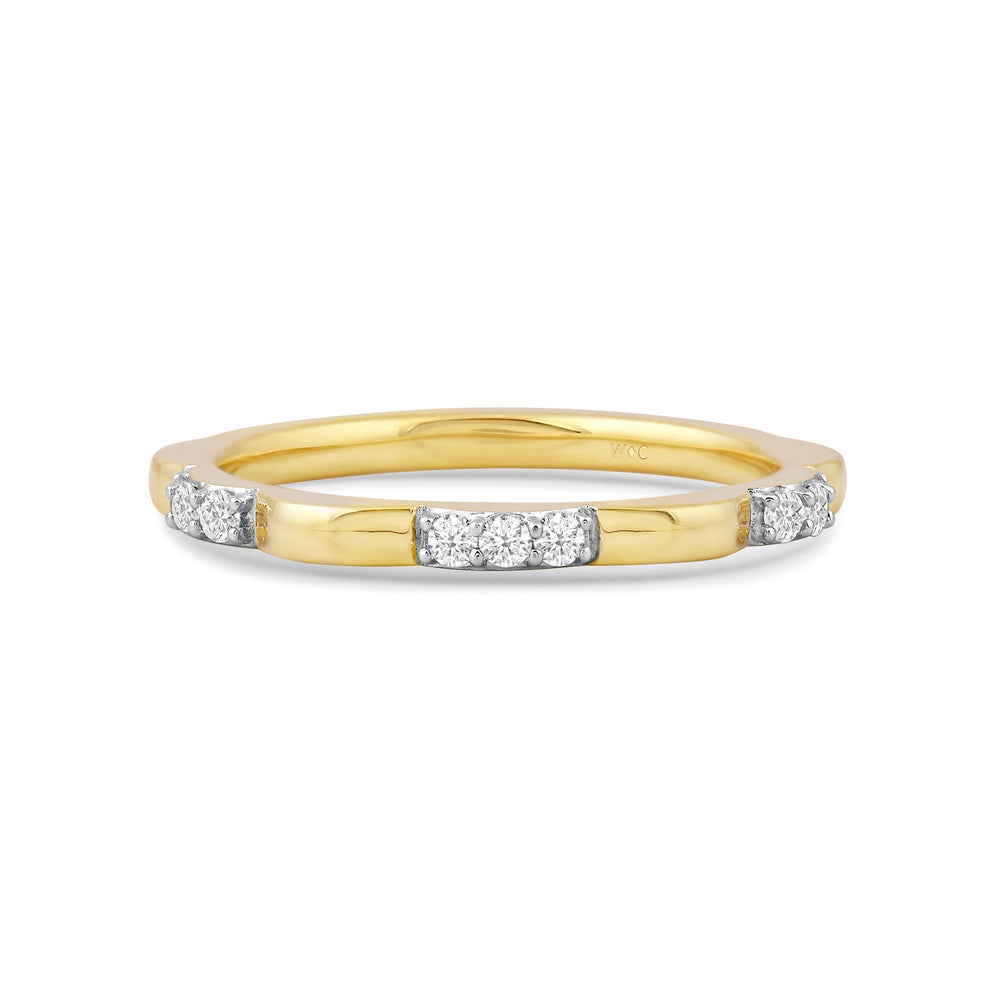 Studded Diamond Station Slim Band with Jan Cut Diamond in 14KT Yellow Gold / Lab / 06 view 1
