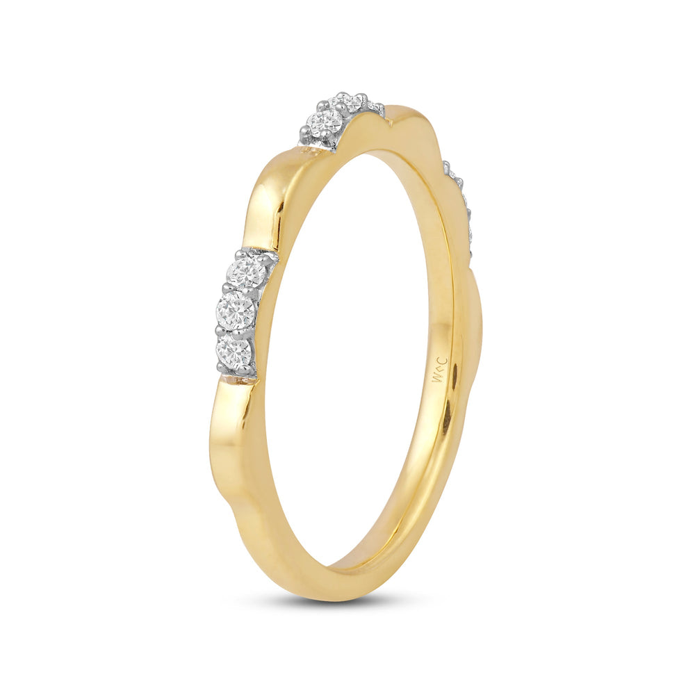 Studded Diamond Station Slim Band with Jan Cut Diamond in 14KT Yellow Gold / Lab / 06 view 4
