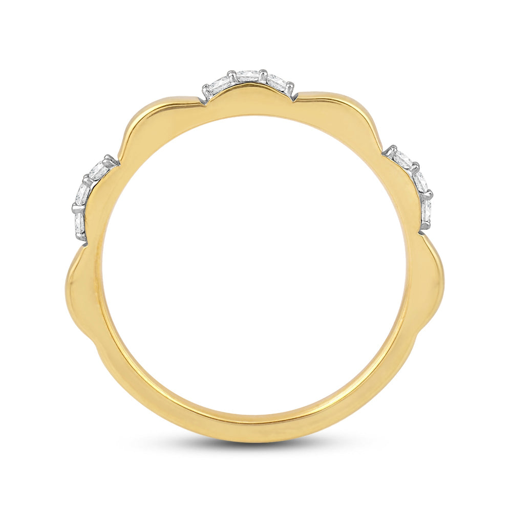 Studded Diamond Station Slim Band with Jan Cut Diamond in 14KT Yellow Gold / Lab / 06 view 2
