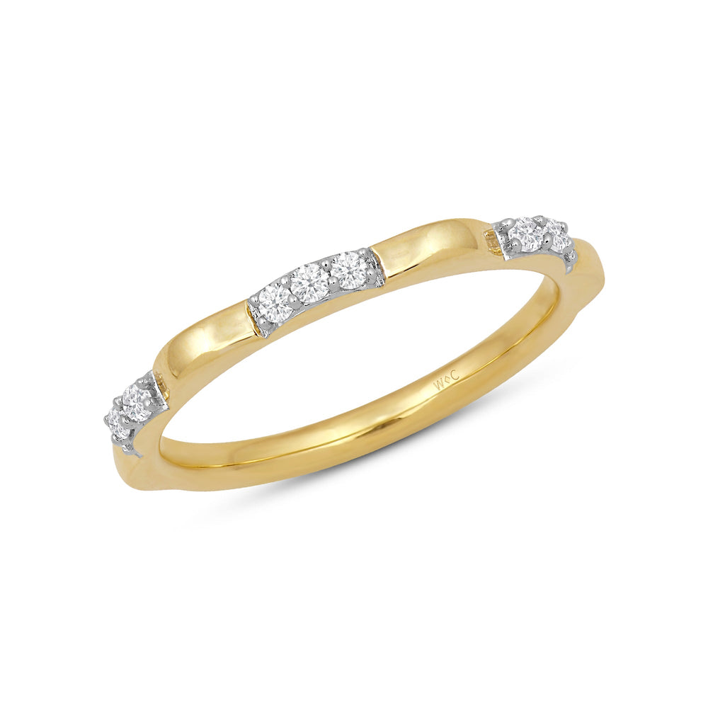 Studded Diamond Station Slim Band with Jan Cut Diamond in 14KT Yellow Gold / Lab / 06 view 3
