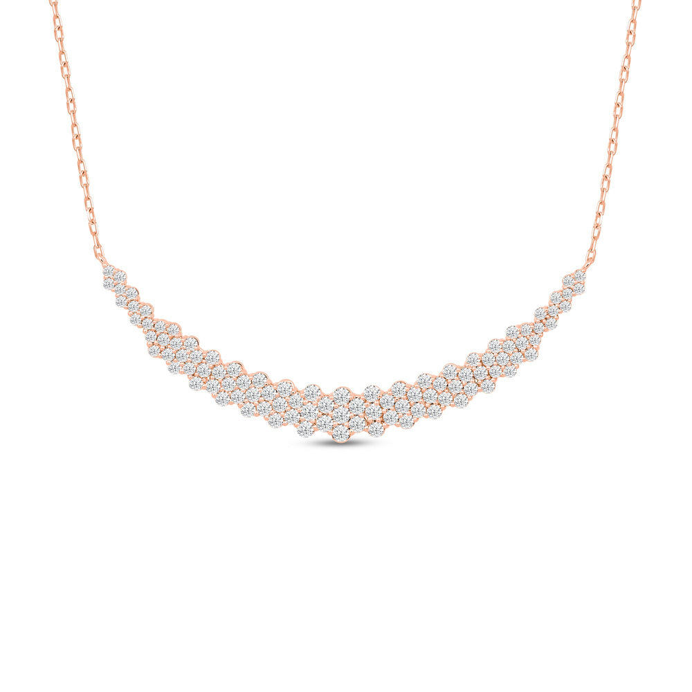 Diamond Cluster Mat Necklace with 14KT Rose Gold / Lab / 2 Cut Diamond in 14KT Rose Gold / Lab / 2 view 1
