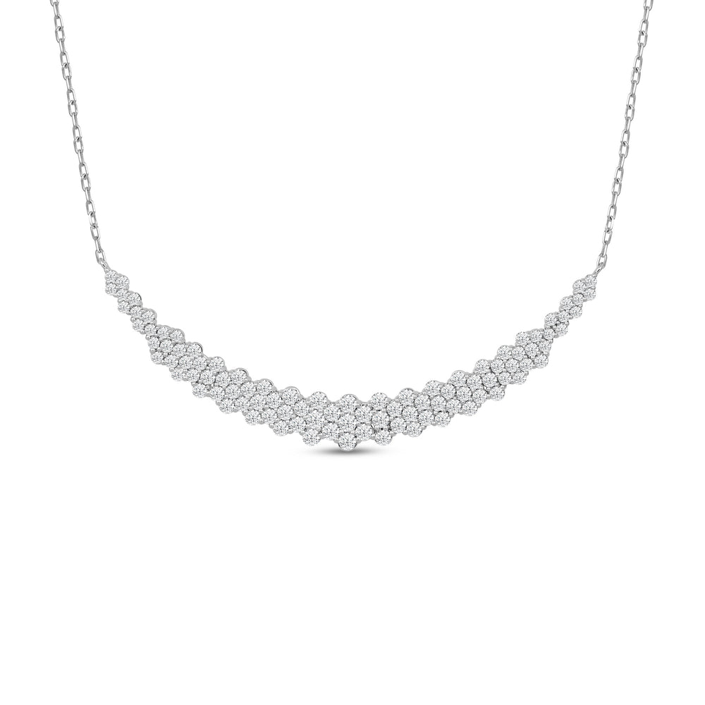 Diamond Cluster Mat Necklace with 14KT White Gold / Lab / 2 Cut Diamond in 14KT White Gold / Lab / 2 view 1
