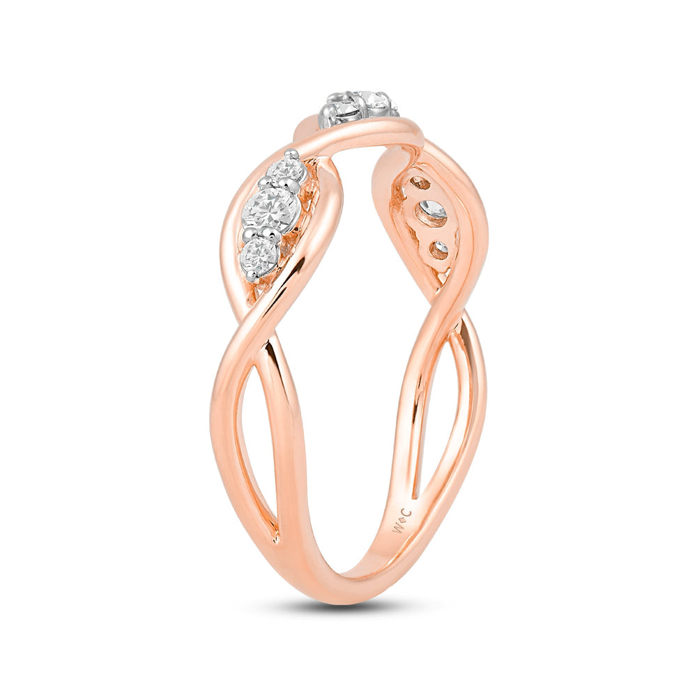 Braided Diamond Fashion Ring with Jan Cut Diamond in 14KT Rose Gold / Lab / 04 view 4
