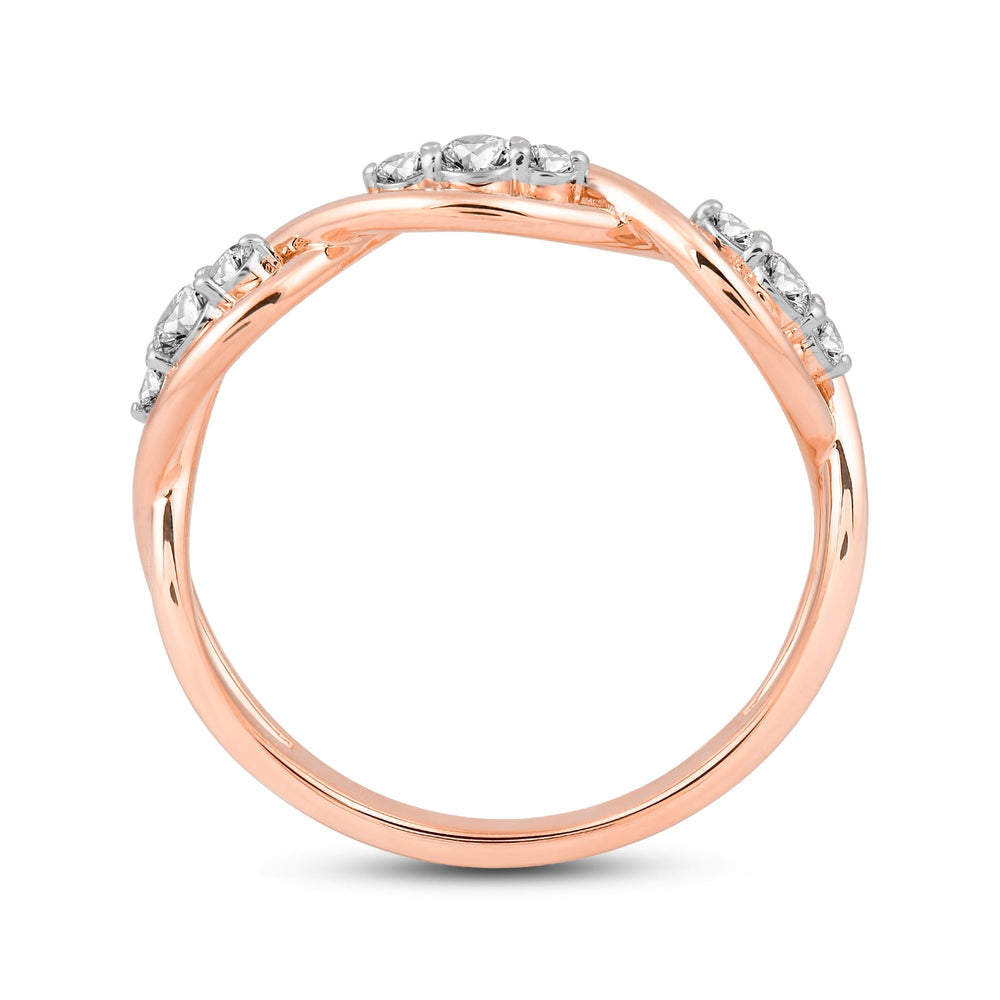 Braided Diamond Fashion Ring with Jan Cut Diamond in 14KT Rose Gold / Lab / 04 view 2
