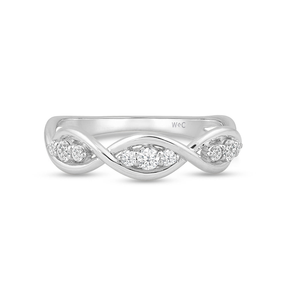 Braided Diamond Fashion Ring with Jan Cut Diamond in 14KT White Gold / Lab / 04 view 1
