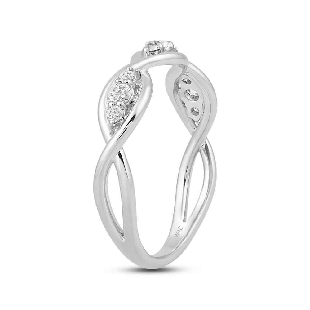 Braided Diamond Fashion Ring with Jan Cut Diamond in 14KT White Gold / Lab / 04 view 4
