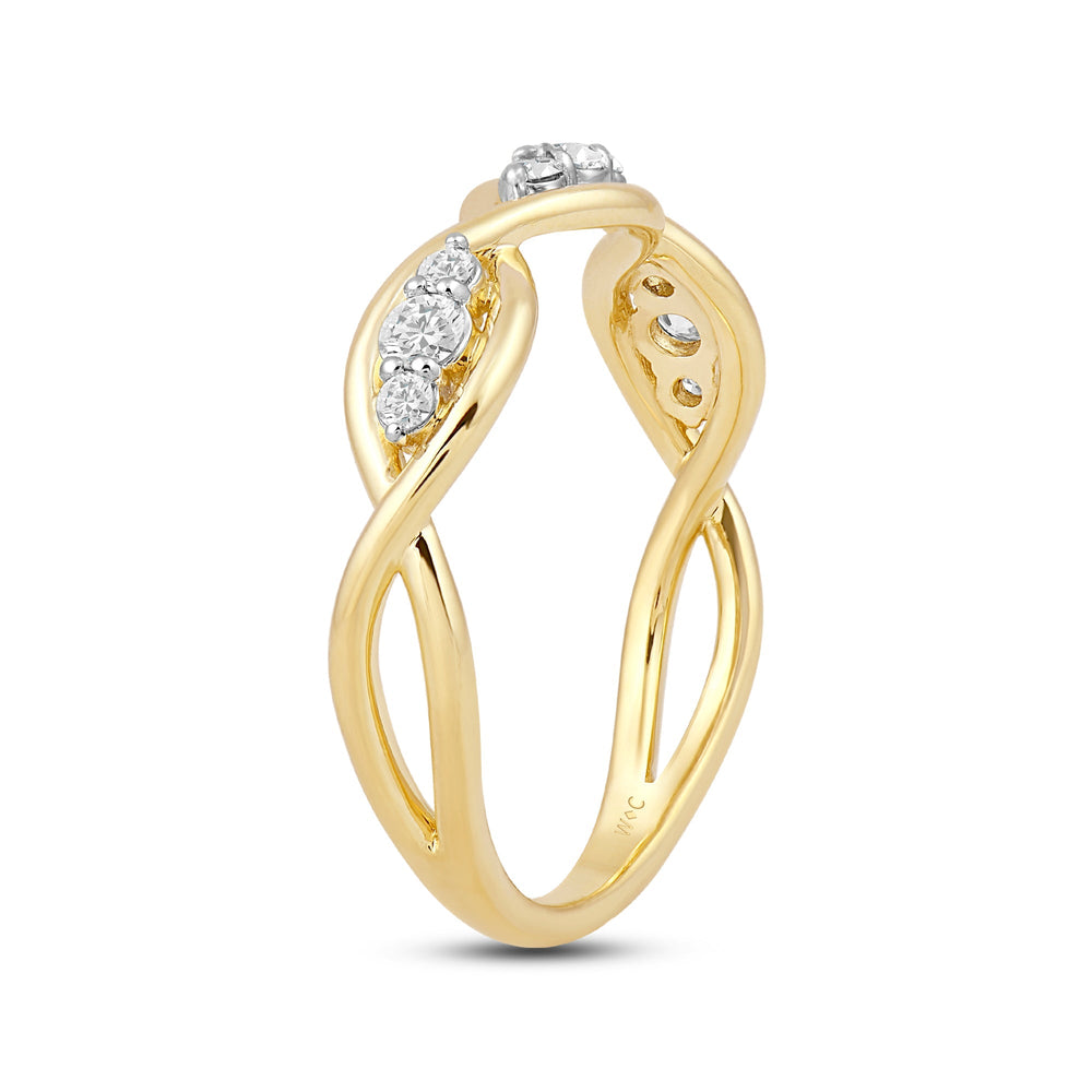 Braided Diamond Fashion Ring with Jan Cut Diamond in 14KT Yellow Gold / Lab / 04 view 4

